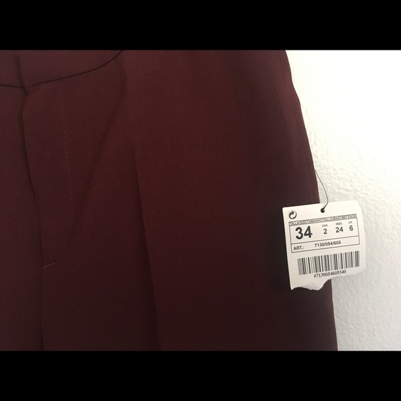 Zara burgundy trousers, size 2 - Picture 3 of 7